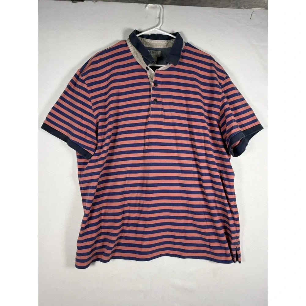 LL Bean Casco Bay Polo Shirt Men's XXL Stripe Freeport Maine Short Sleeve